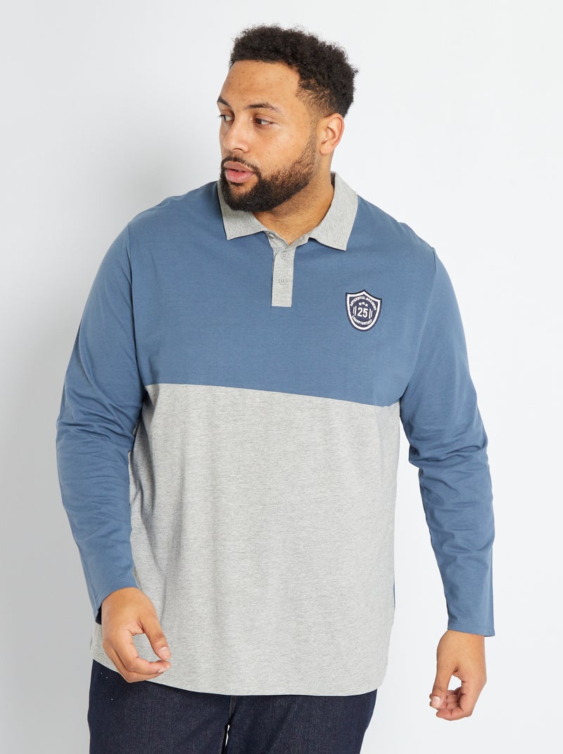 Polo color-block en jersey Bleu/gris - Kiabi