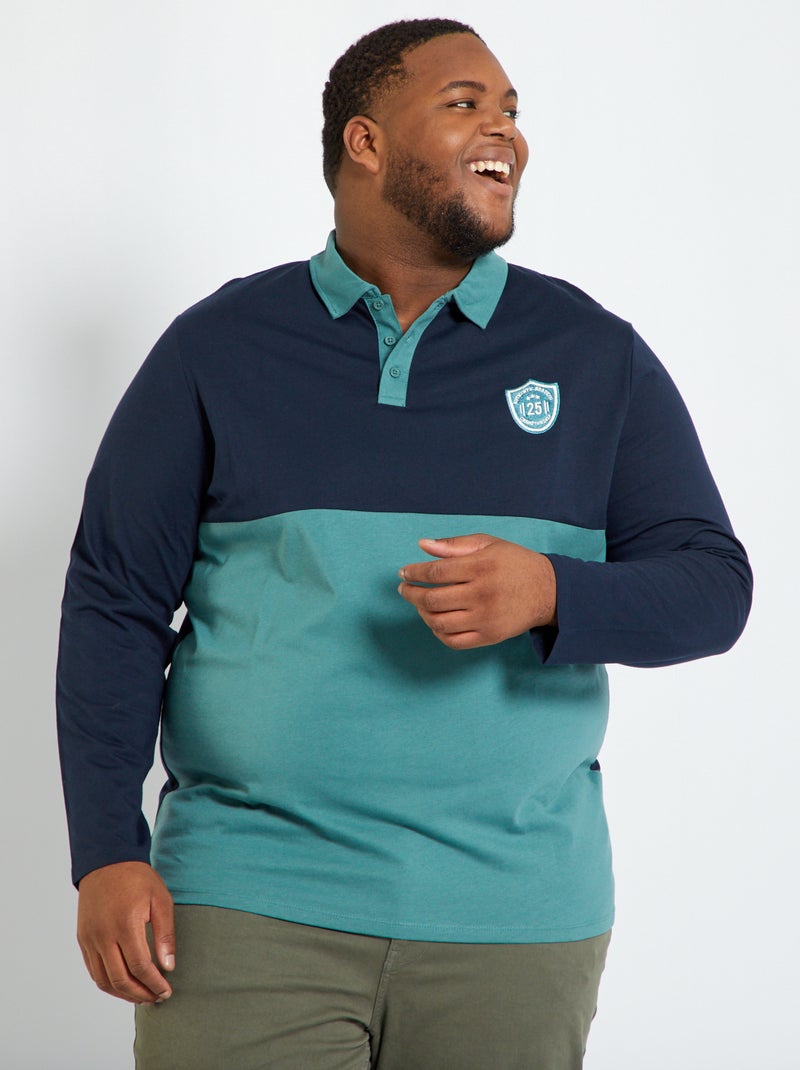 Polo color-block en jersey Vert - Kiabi