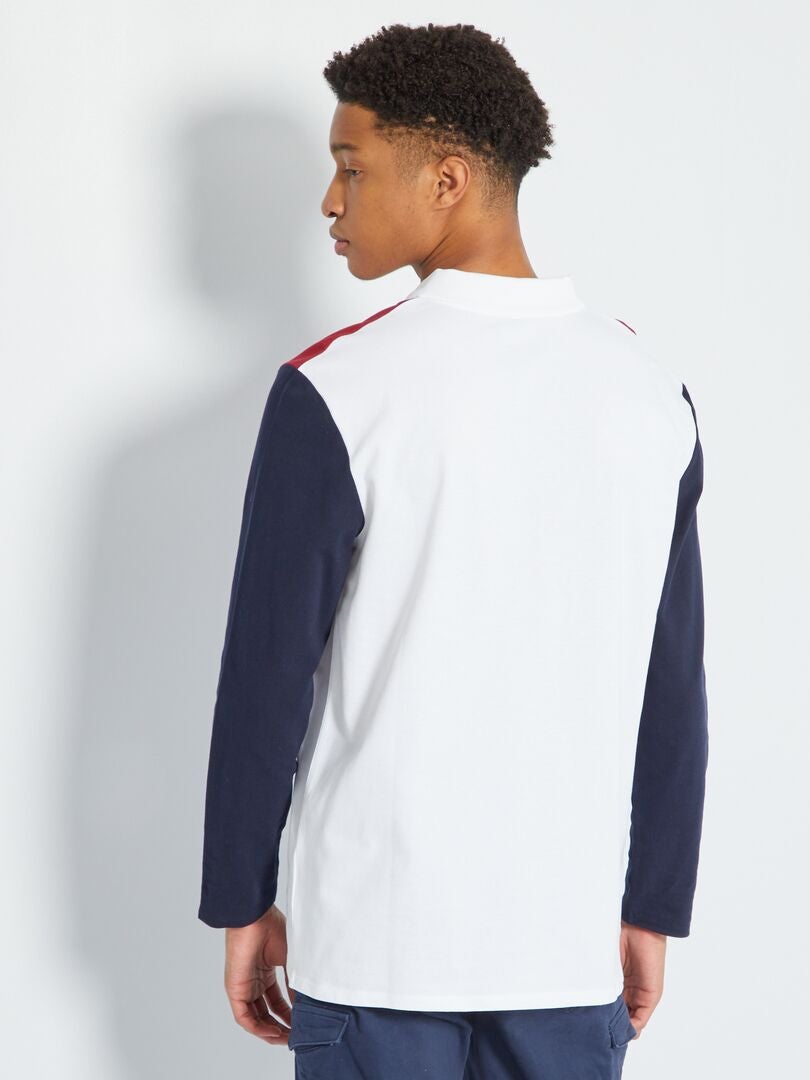 Polo colorblock jersey piqué +1m90 blanc - Kiabi