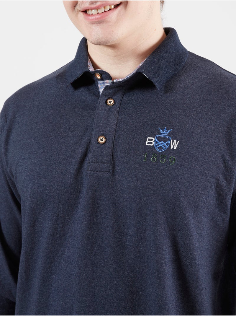 POLO COLORFUL AUTUMN FLOWERS Bleu marine - Kiabi