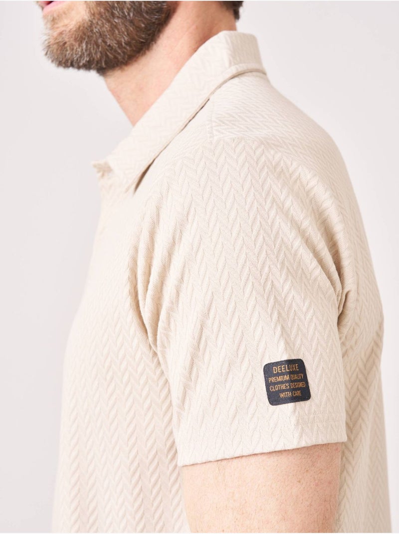 Polo confort homme en coton texturé 'Deeluxe' Ecru - Kiabi