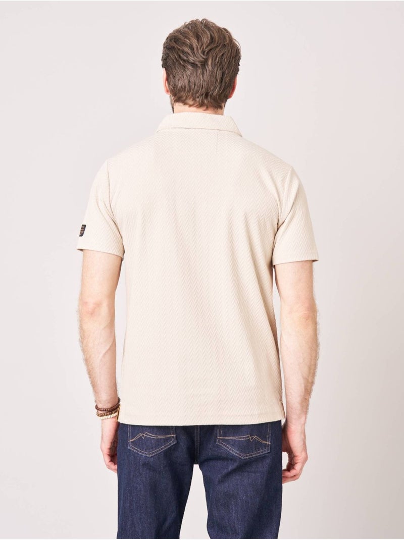 Polo confort homme en coton texturé 'Deeluxe' Ecru - Kiabi