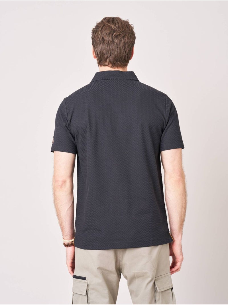 Polo confort homme en coton texturé 'Deeluxe' Noir - Kiabi