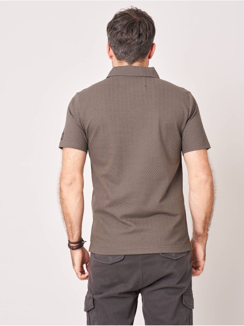 Polo confort homme en coton texturé 'Deeluxe' Vert foncé - Kiabi