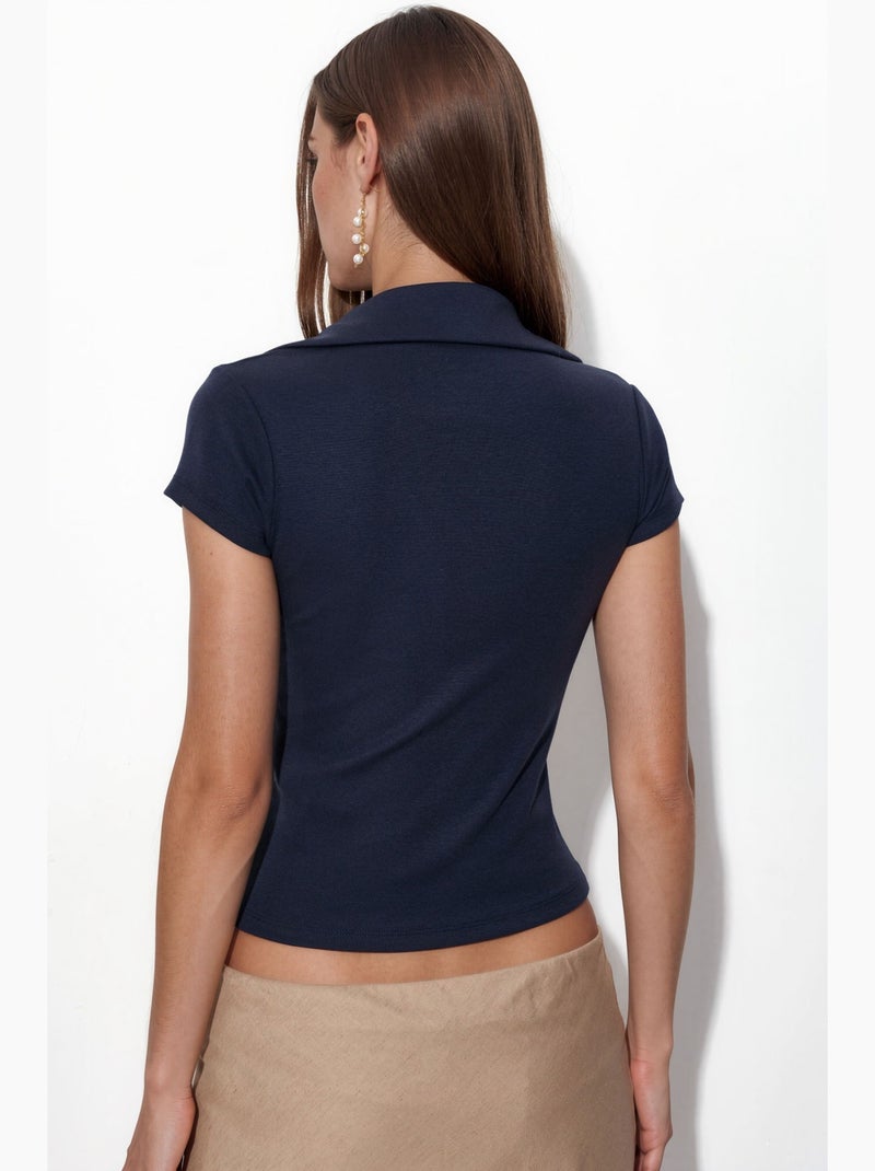 Polo côtelé ajusté busem Bleu marine - Kiabi