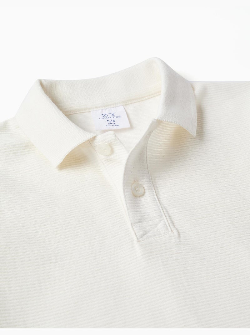 Polo côtelé en coton Blanc - Kiabi
