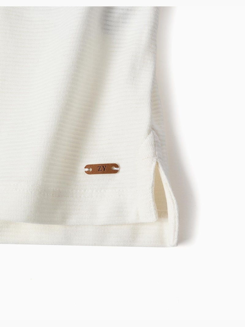 Polo côtelé en coton Blanc - Kiabi