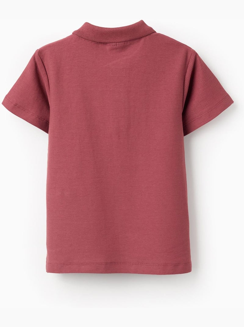 Polo côtelé en coton Marron - Kiabi