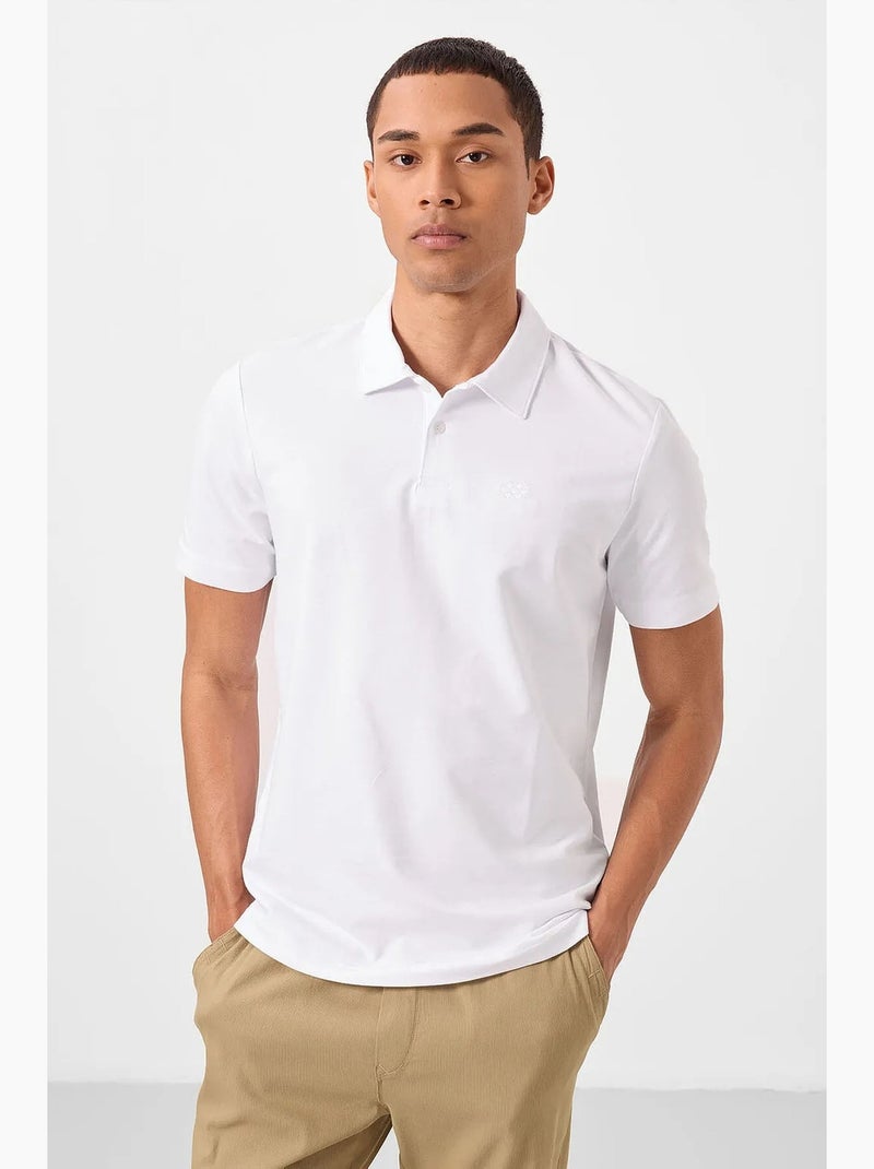 Polo coton élasthanne tommy Blanc - Kiabi