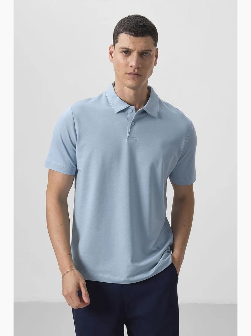 Polo coton élasthanne tommy Bleu ciel - Kiabi