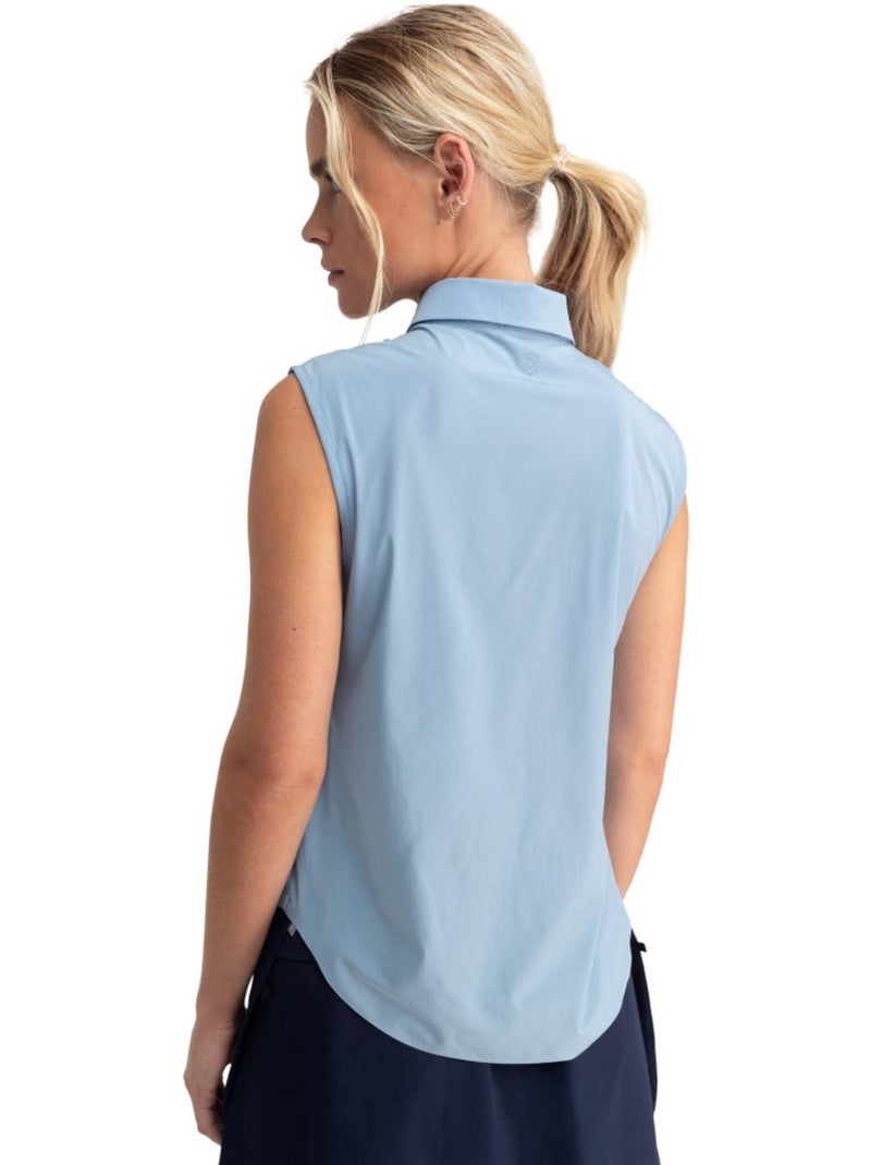 Polo de golf technique sans manches femme golf femme llorea Bleu - Kiabi