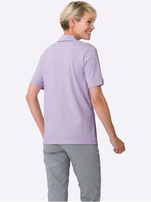 Polo décontracté avec col en v et empiècement chiné - taille standard - moda vilona - Kiabi Polo décontracté avec col en v et empiècement chiné - taille standard - moda vilona - Kiabi