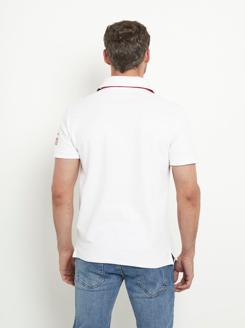 Polo détail revers col et motif placé - AFIBEL Blanc - Kiabi