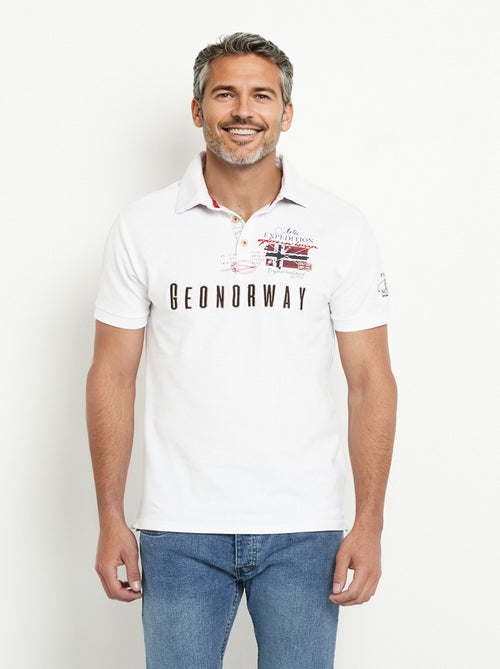Polo détail revers col et motif placé - Kiabi