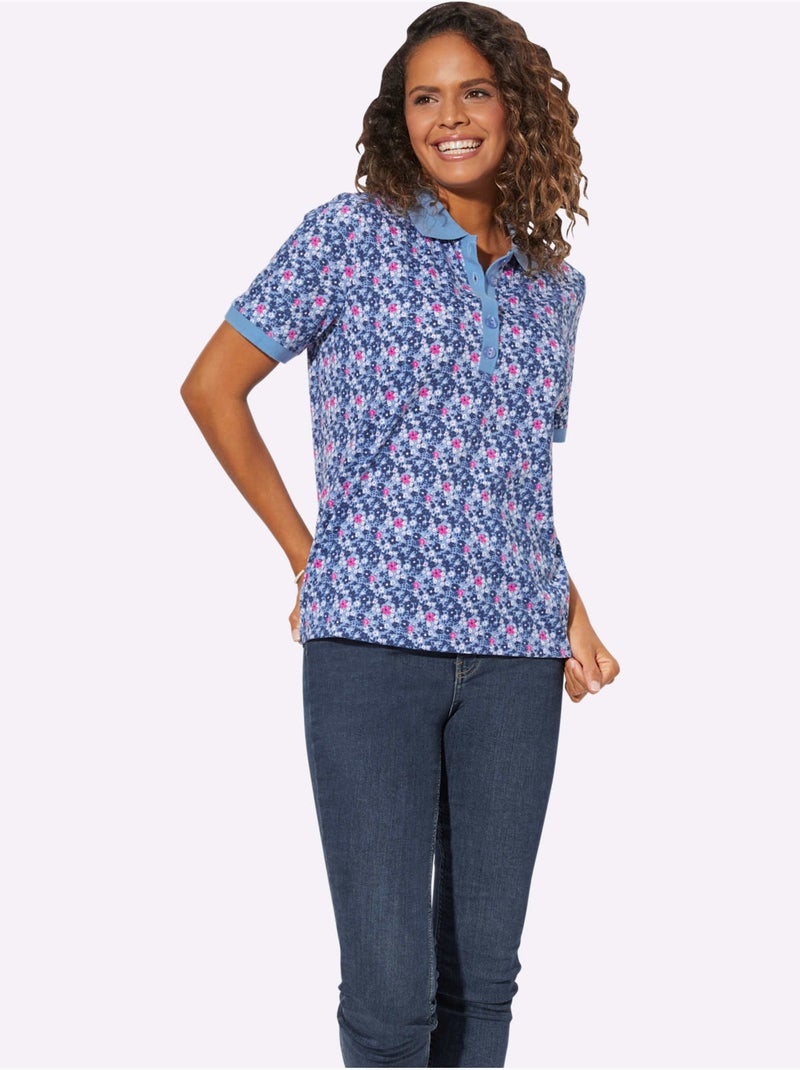 Polo Détails Contrastés - Taille Standard - Witt Bleu Rose - Kiabi