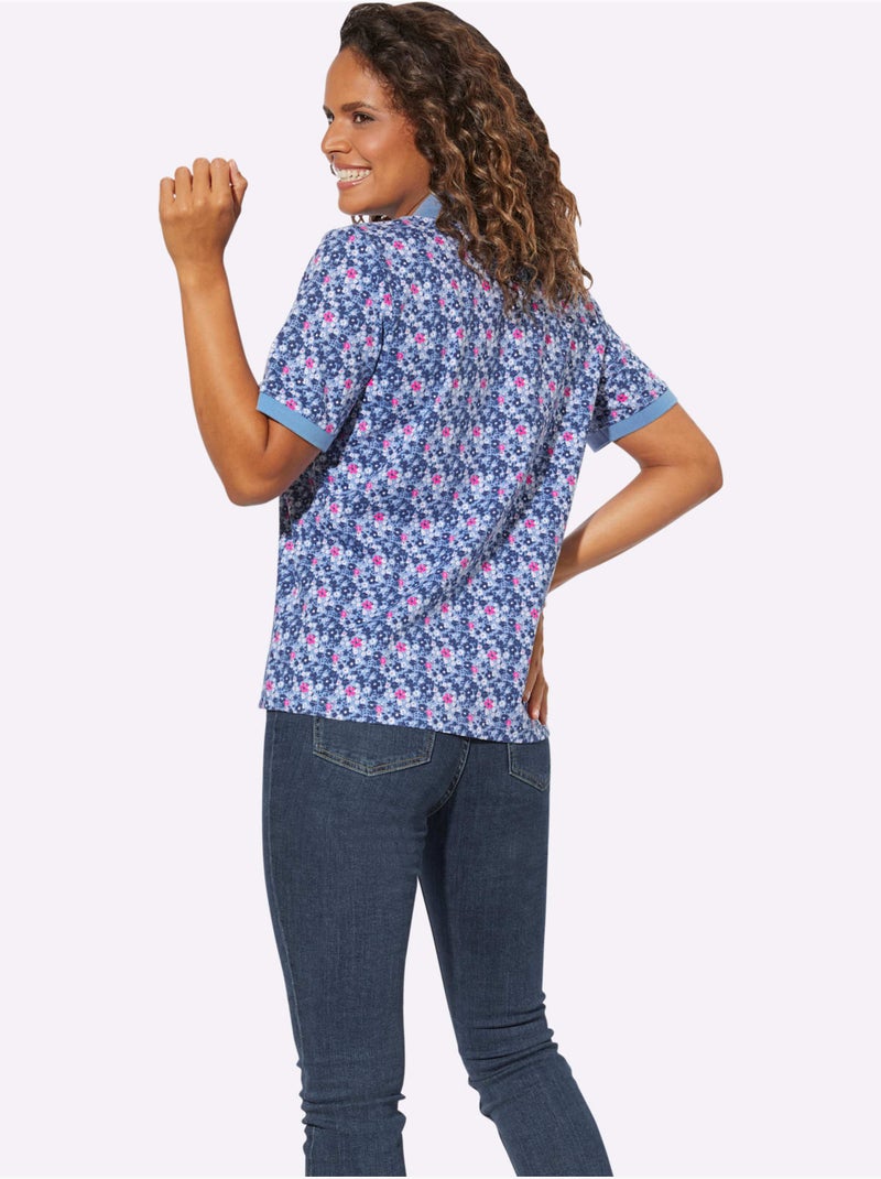 Polo Détails Contrastés - Taille Standard - Witt Bleu Rose - Kiabi