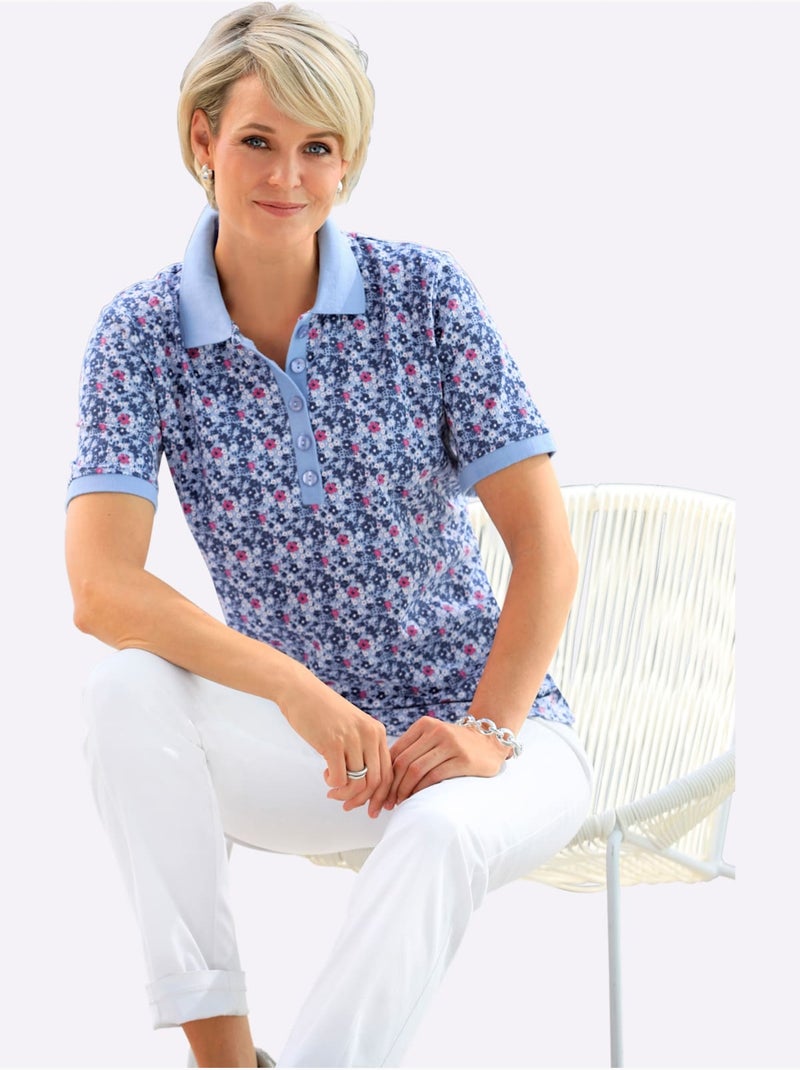 Polo Détails Contrastés - Taille Standard - Witt Bleu Rose - Kiabi