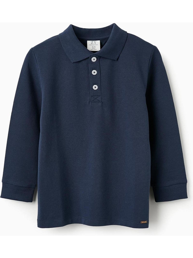 Polo en 100 % coton, manches longues FRENCH CONNECTION Bleu foncé - Kiabi