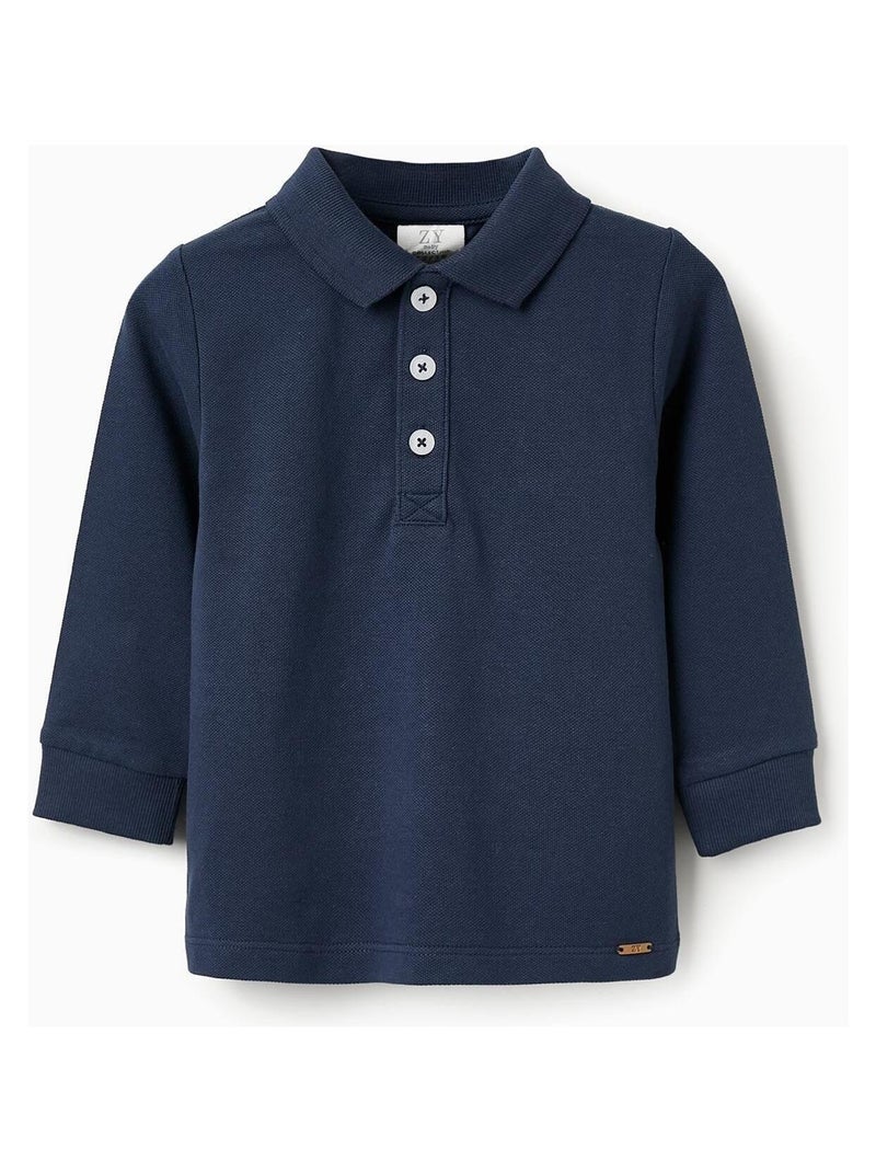 Polo en 100 % coton, manches longues FRENCH CONNECTION Bleu foncé - Kiabi