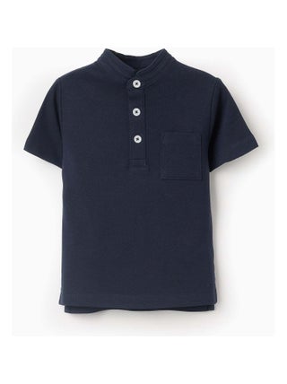 Polo en Coton à Col Mao