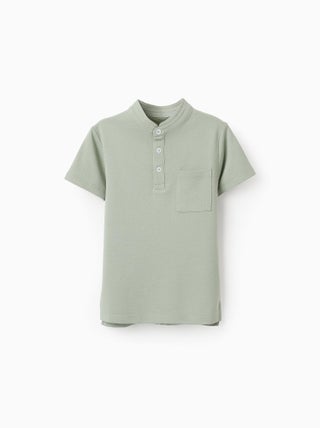 Polo en Coton à Col Mao