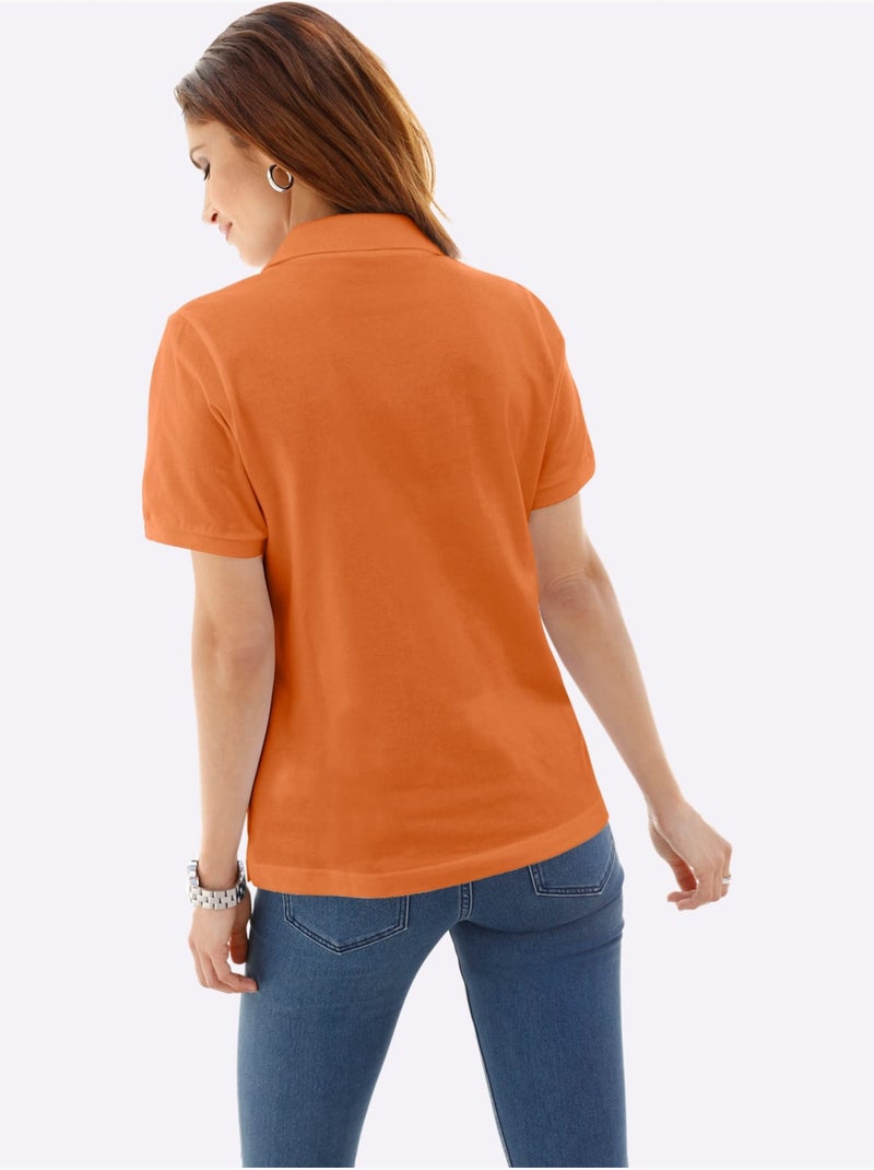 Polo en coton à col polo et manches courtes - Taille standard - Witt Orange mandarine - Kiabi