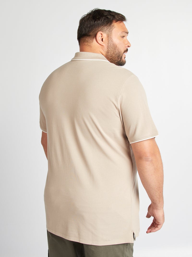 Polo en coton à contrastes Beige - Kiabi