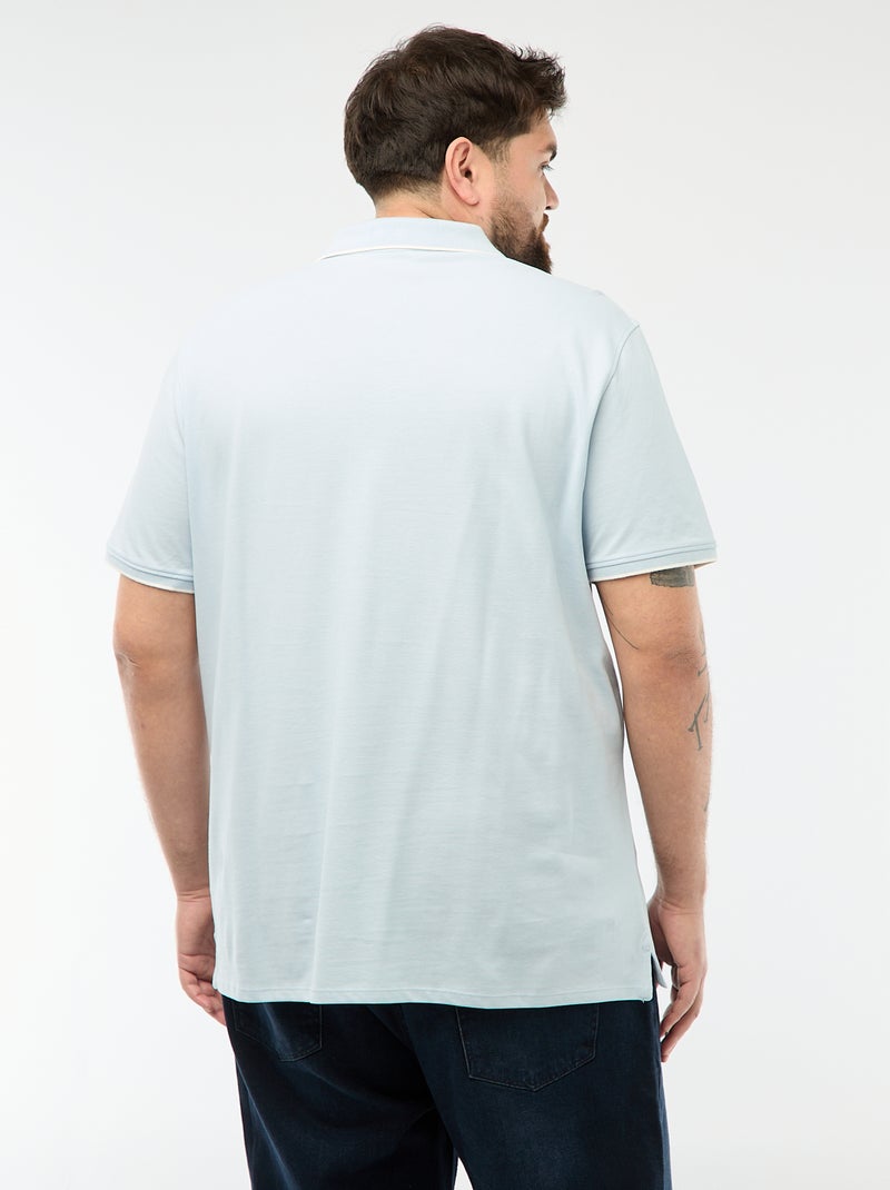 Polo en coton à contrastes Bleu - Kiabi
