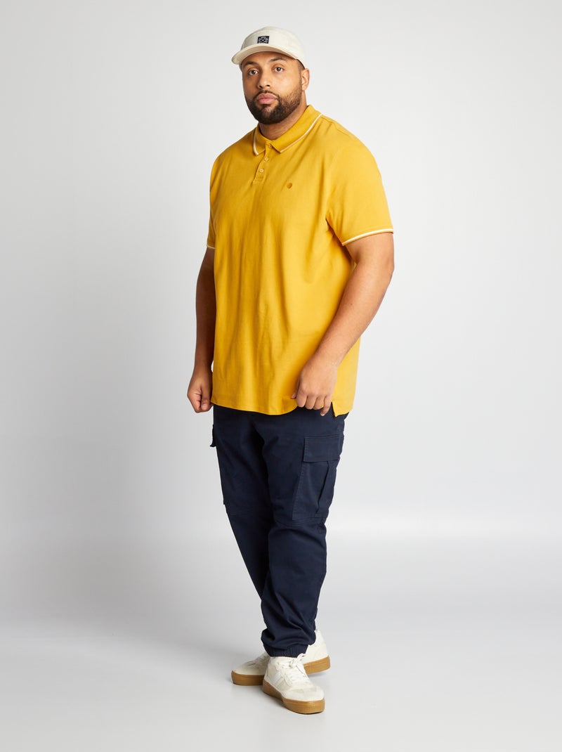 Polo en coton à contrastes Jaune - Kiabi