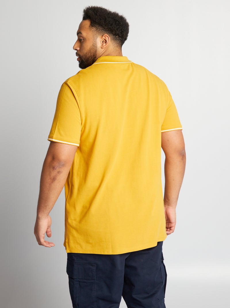 Polo en coton à contrastes Jaune - Kiabi