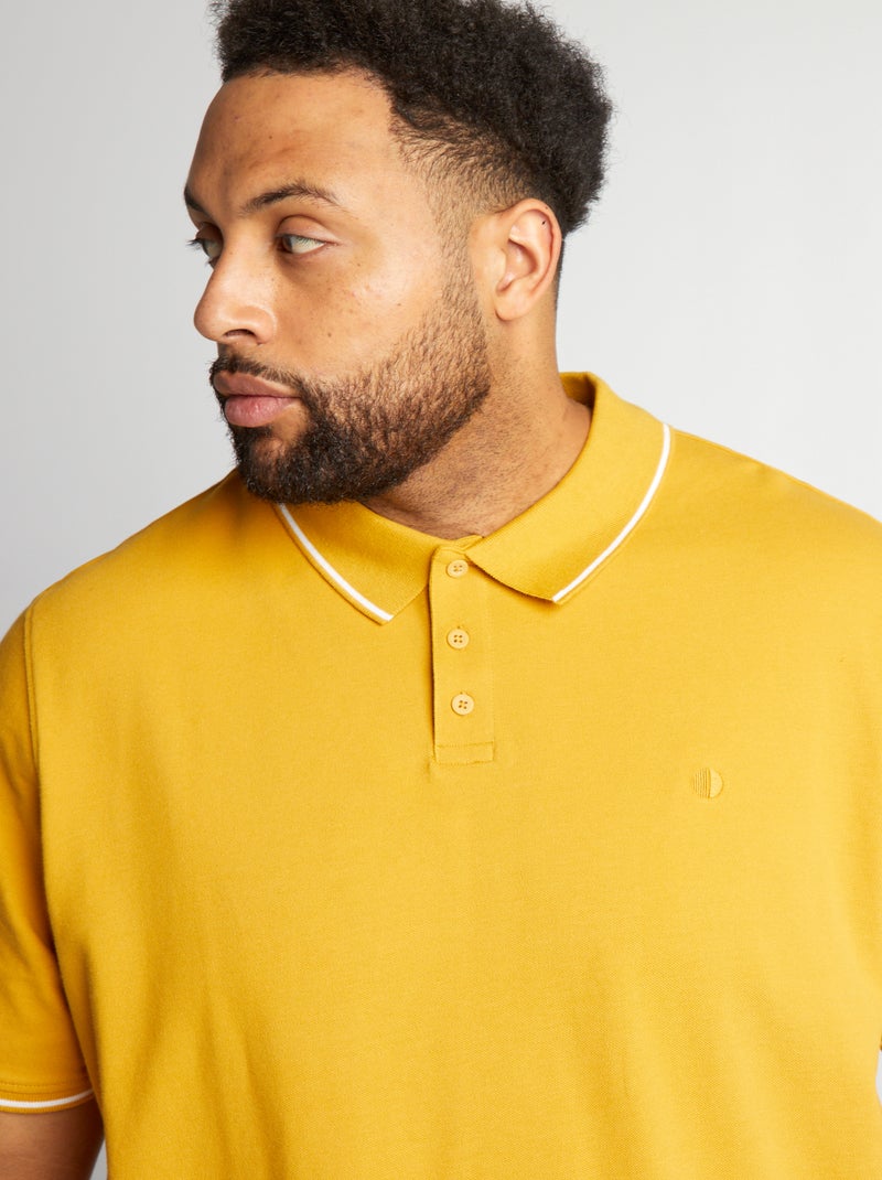 Polo en coton à contrastes Jaune - Kiabi