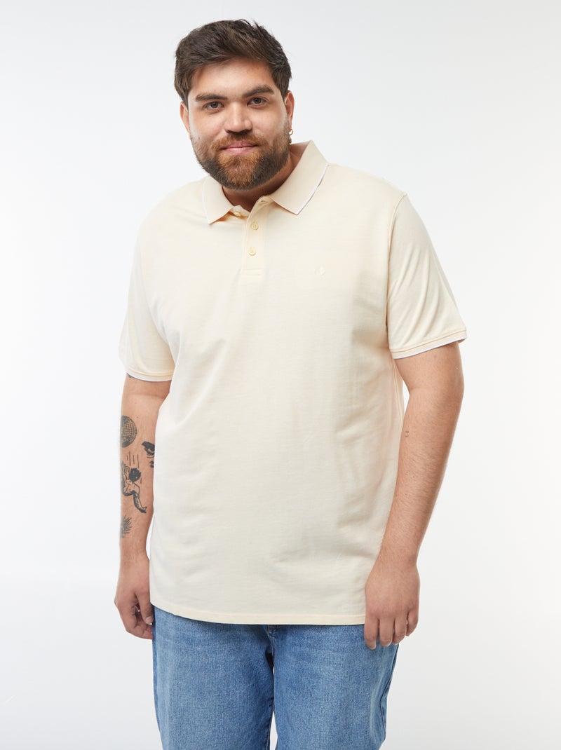 Polo en coton à contrastes Jaune clair - Kiabi