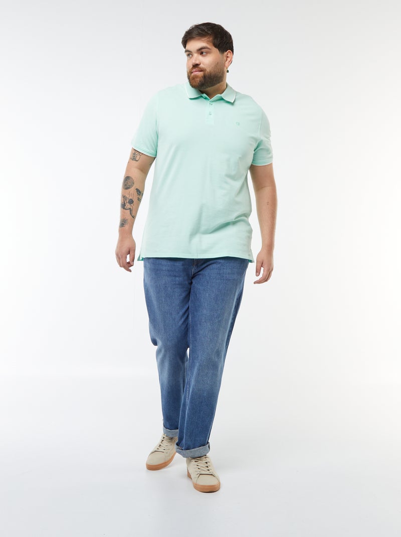Polo en coton à contrastes Vert clair - Kiabi