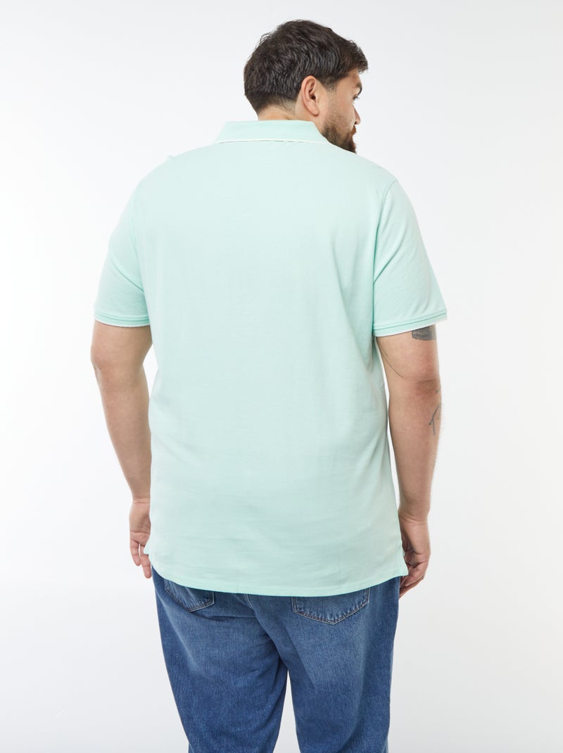 Polo en coton à contrastes Vert clair - Kiabi