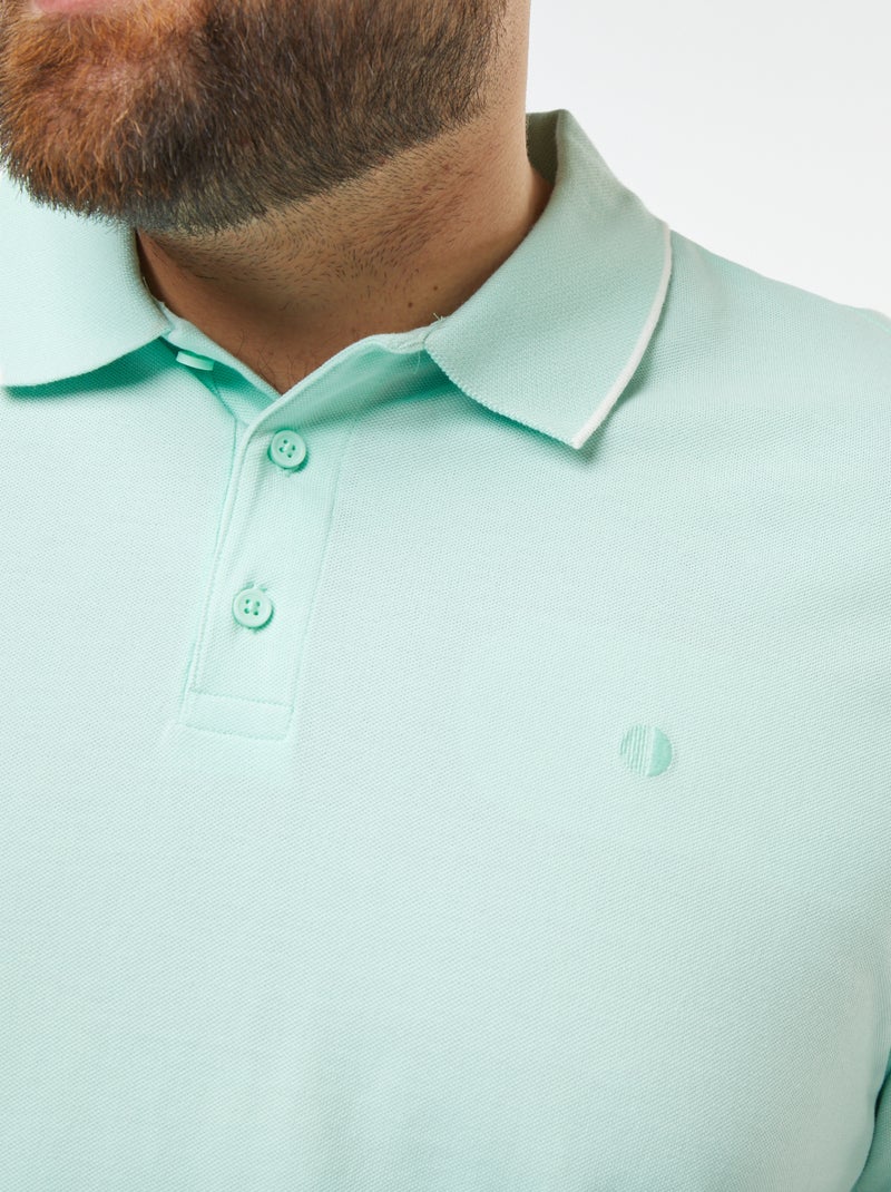 Polo en coton à contrastes Vert clair - Kiabi