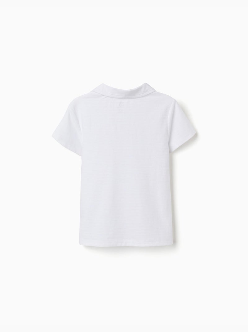 Polo en coton à jacquard Blanc - Kiabi