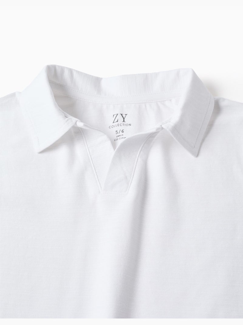 Polo en coton à jacquard Blanc - Kiabi