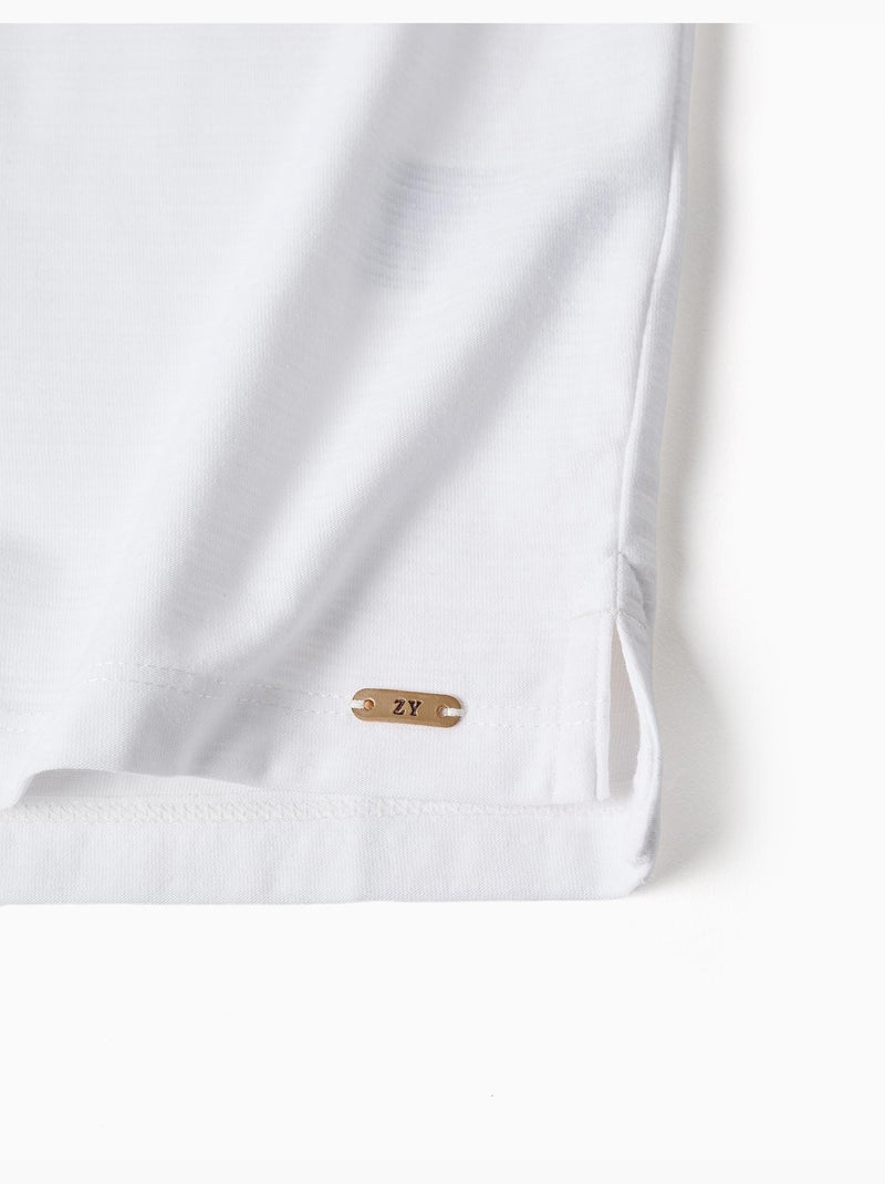 Polo en coton à jacquard Blanc - Kiabi