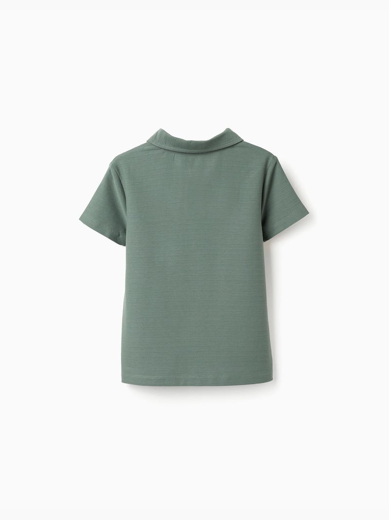 Polo en coton à jacquard Vert foncé - Kiabi