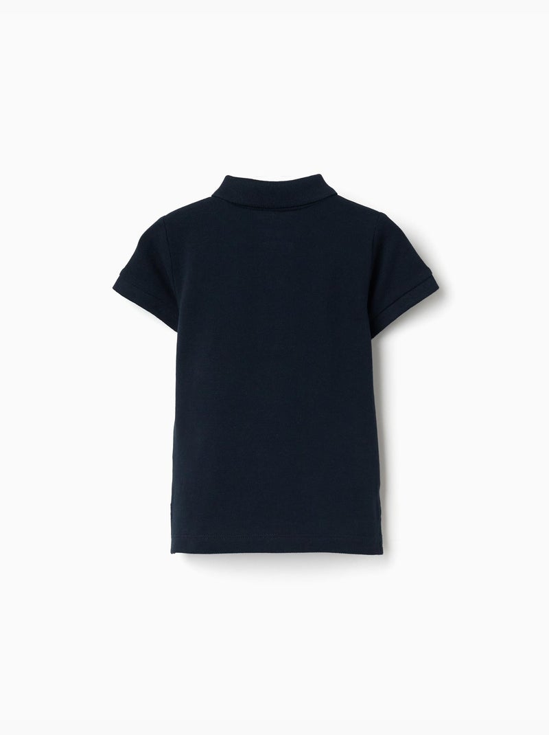 Polo en coton à manches courtes Bleu Bleu - Kiabi