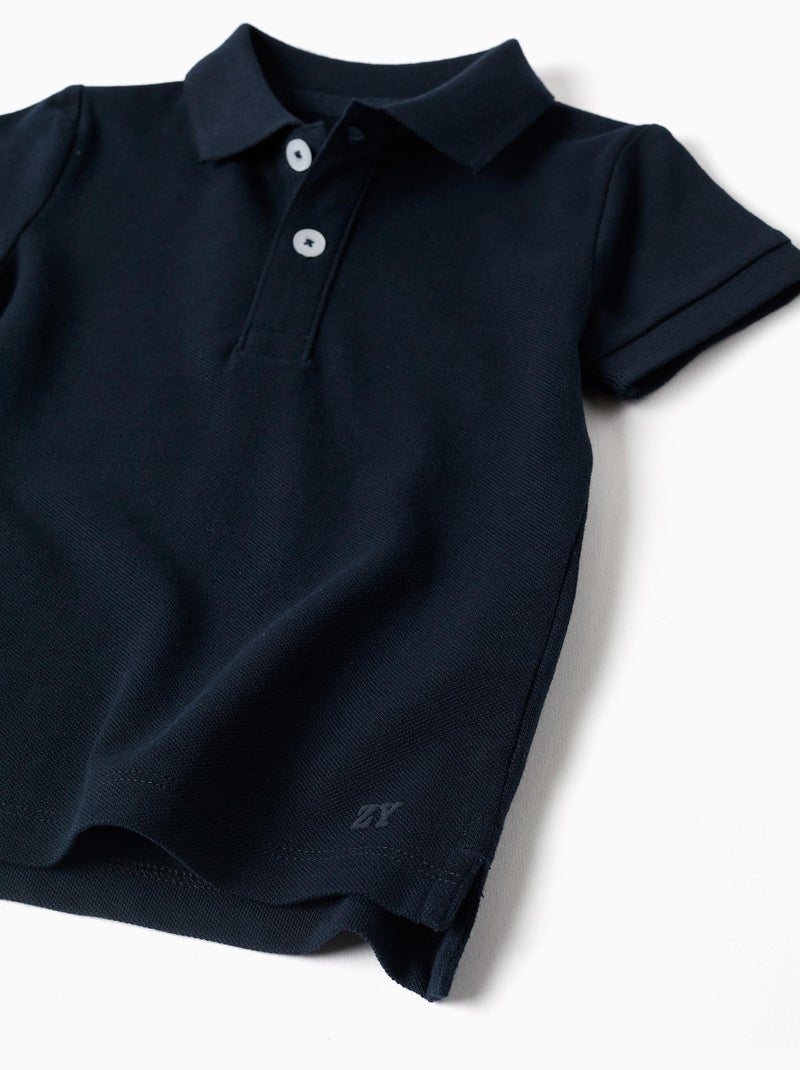Polo en coton à manches courtes Bleu Bleu - Kiabi