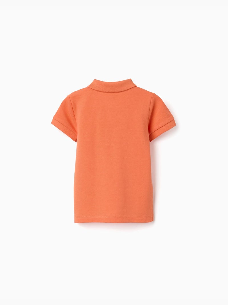 Polo en coton à manches courtes Noir Orange - Kiabi
