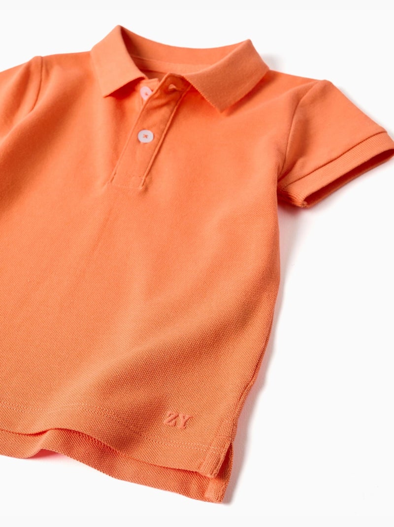 Polo en coton à manches courtes Noir Orange - Kiabi