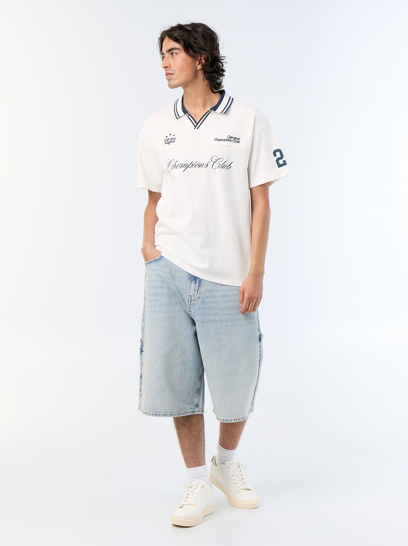 Polo en coton à manches courtes pour homme Blanc - Kiabi