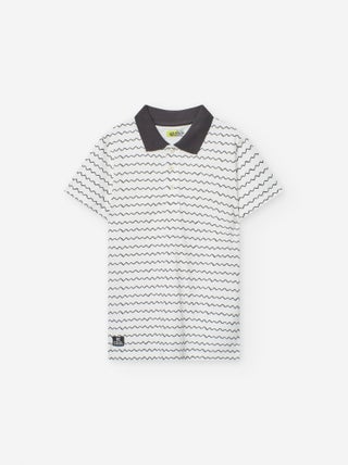 Polo en Coton à Motif Zigzag