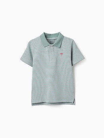 Polo en coton à rayures avec imprimé