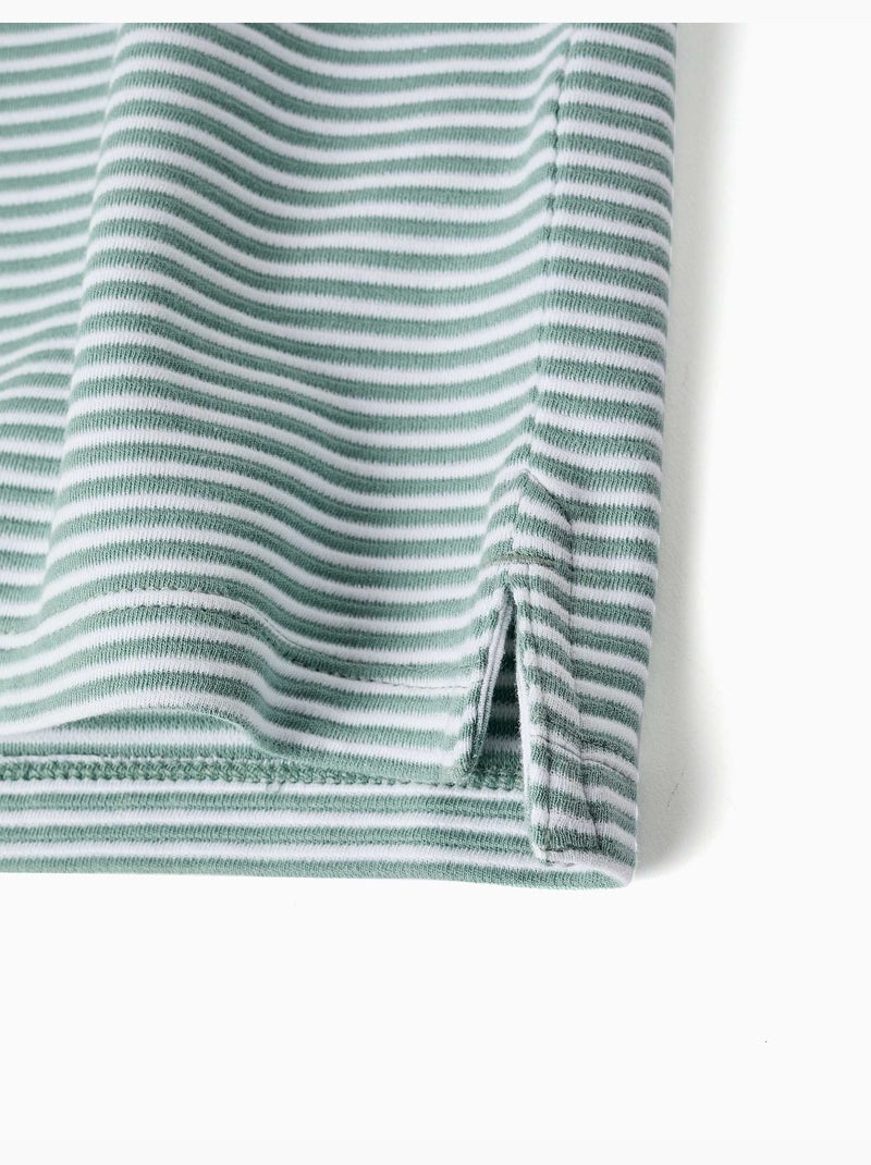 Polo en coton à rayures avec imprimé Vert clair - Kiabi
