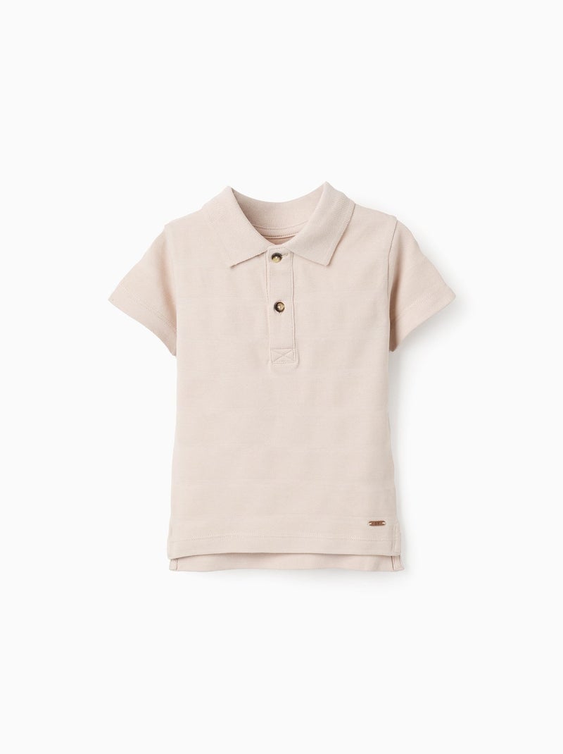 Polo en Coton à Rayures Beige clair - Kiabi