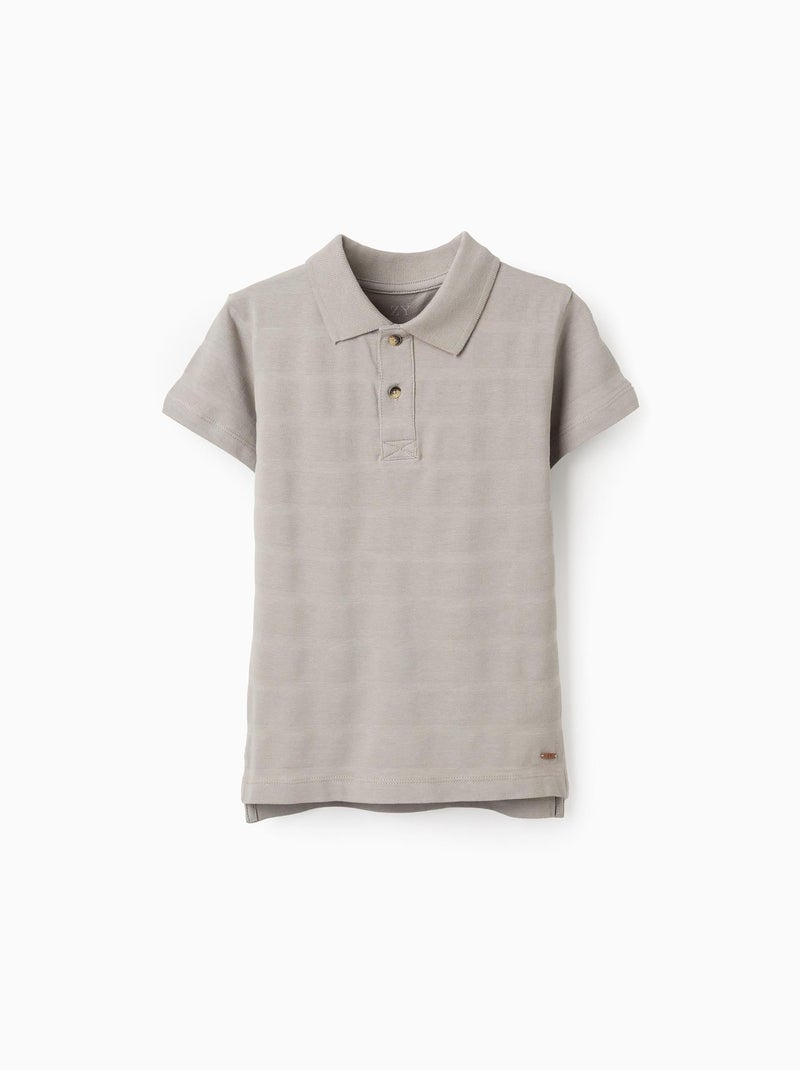 Polo en Coton à Rayures Gris - Kiabi