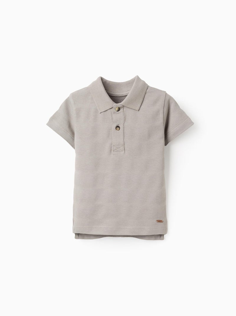 Polo en Coton à Rayures Gris - Kiabi